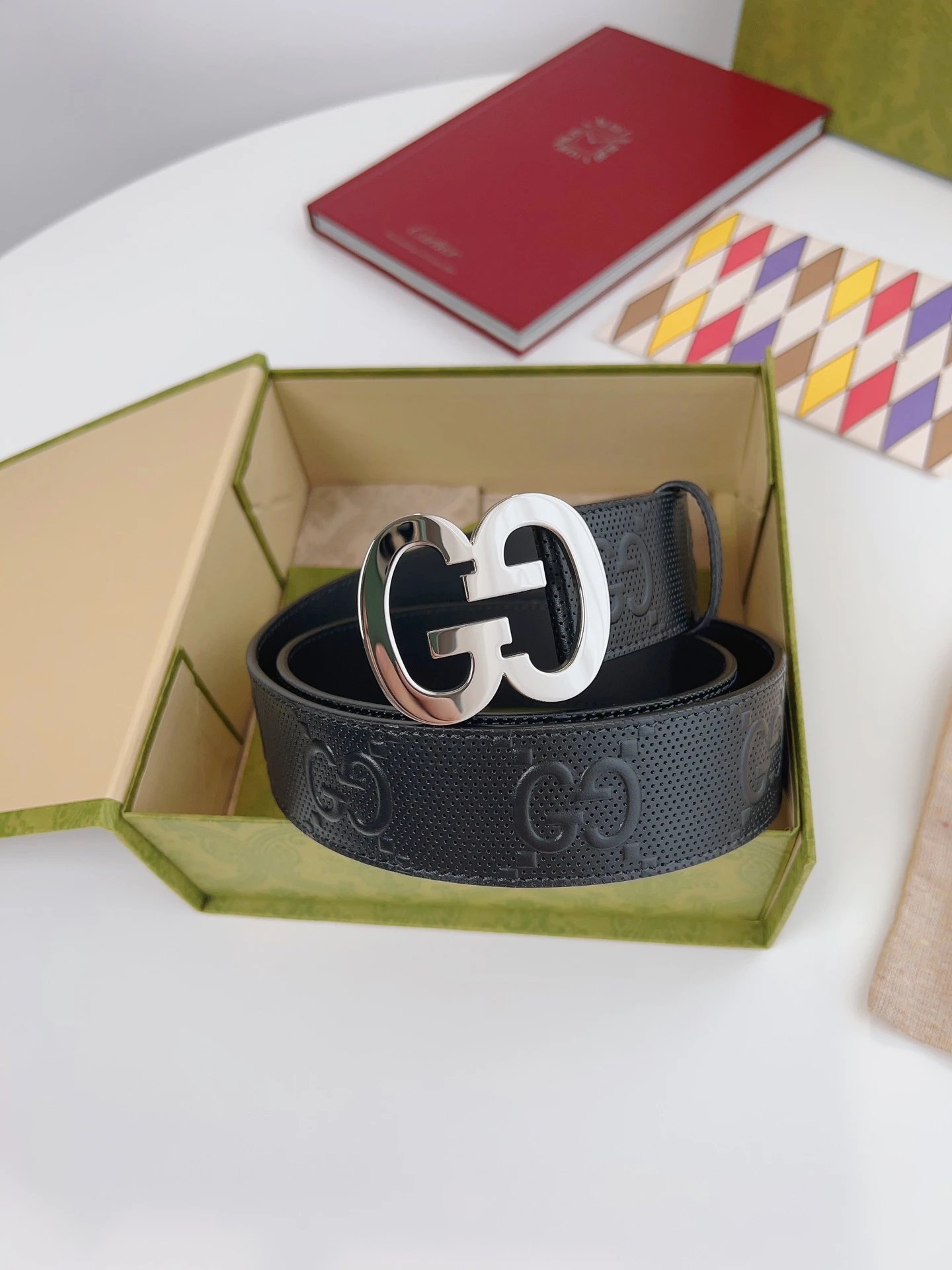Gucci Belts Double G Buckle GG Monogram Belt — 33