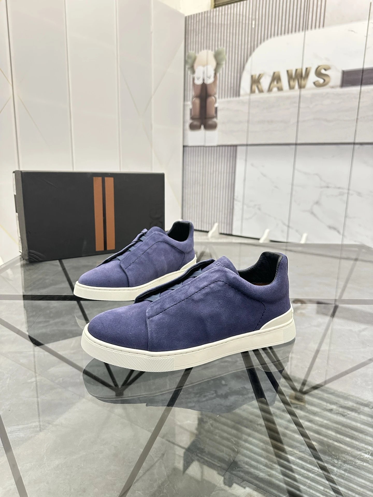 ZEGNA Sneakers Triple Stitch suede slip-on — 20