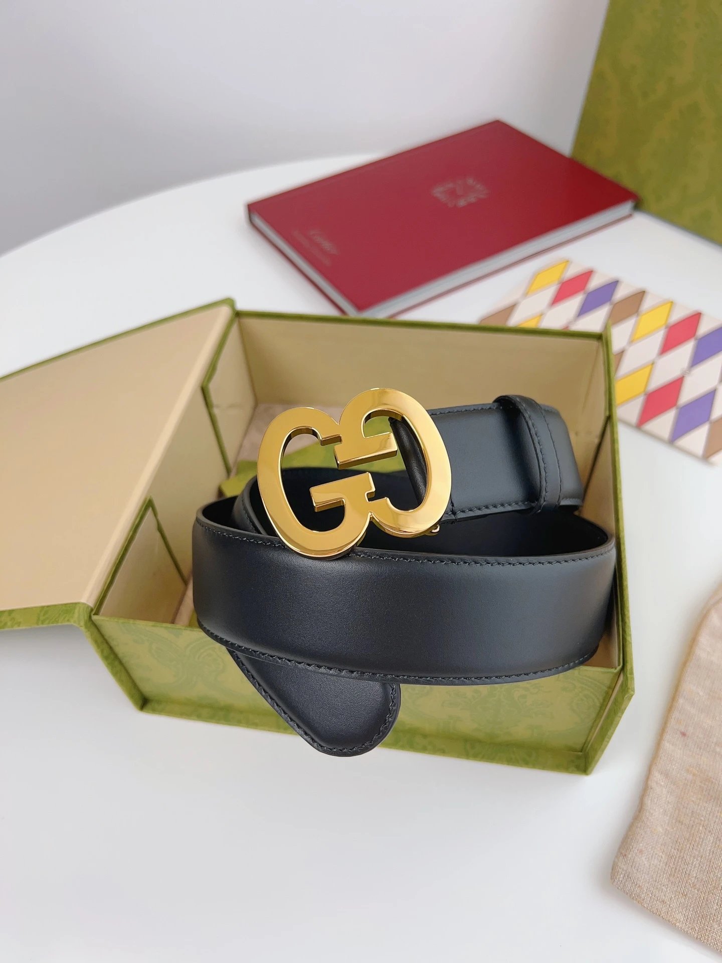 Gucci Belts Double G Buckle GG Monogram Belt — 32