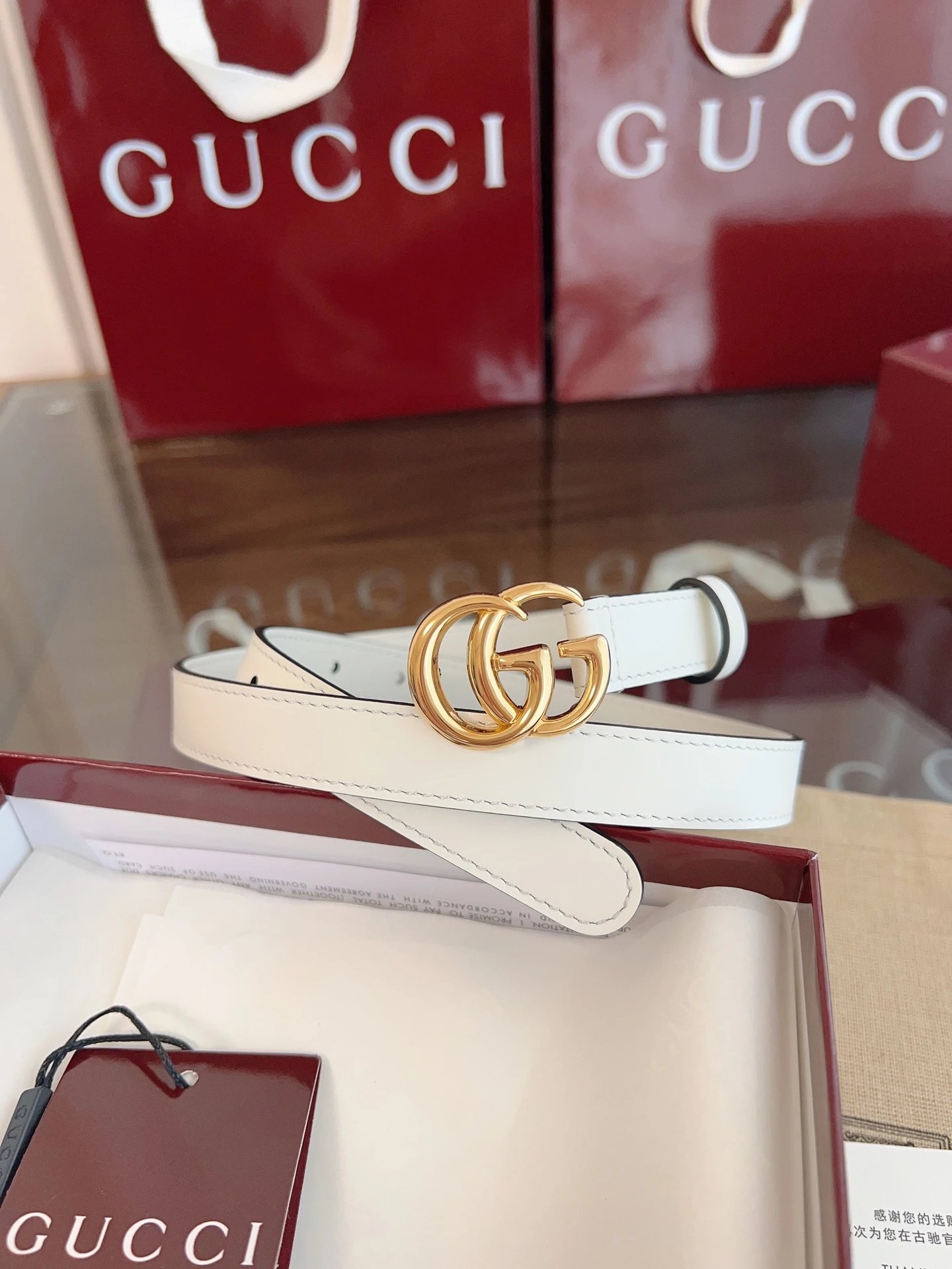 Gucci Belts Double G Buckle GG Monogram Belt — 18