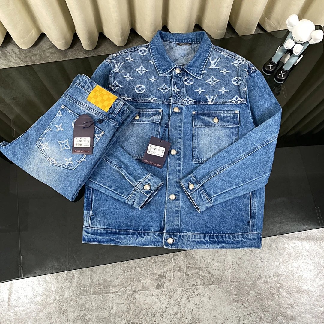 Louis Vuitton Matching Sets Checkerboard Denim Jacket and Jeans Set image 5