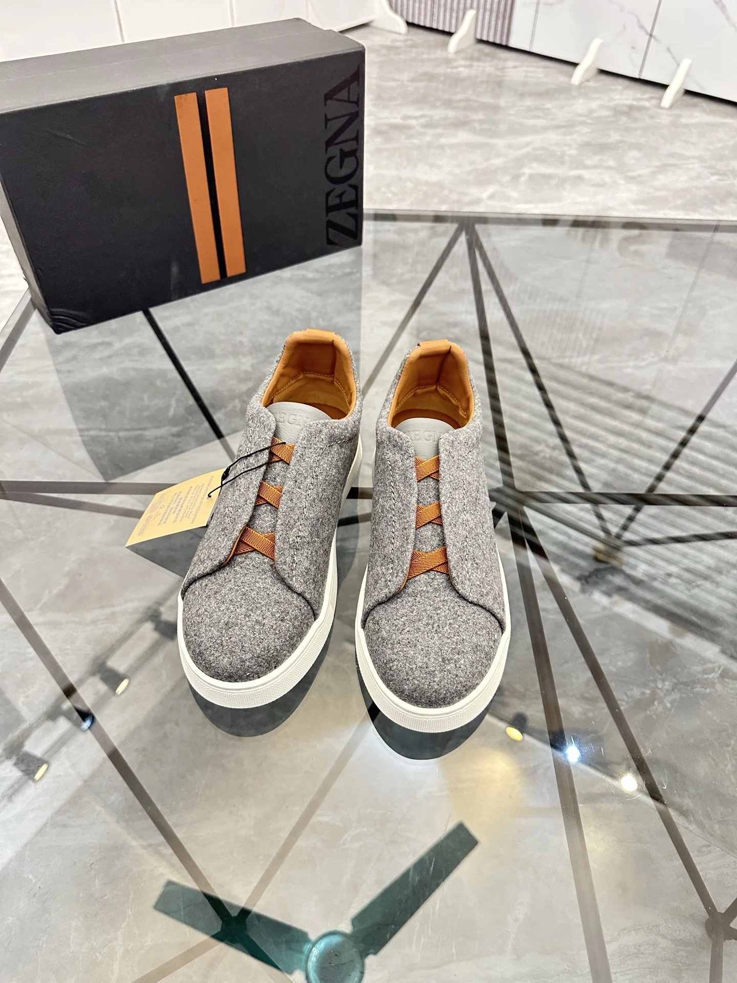 ZEGNA Sneakers Triple Stitch suede slip-on — 25