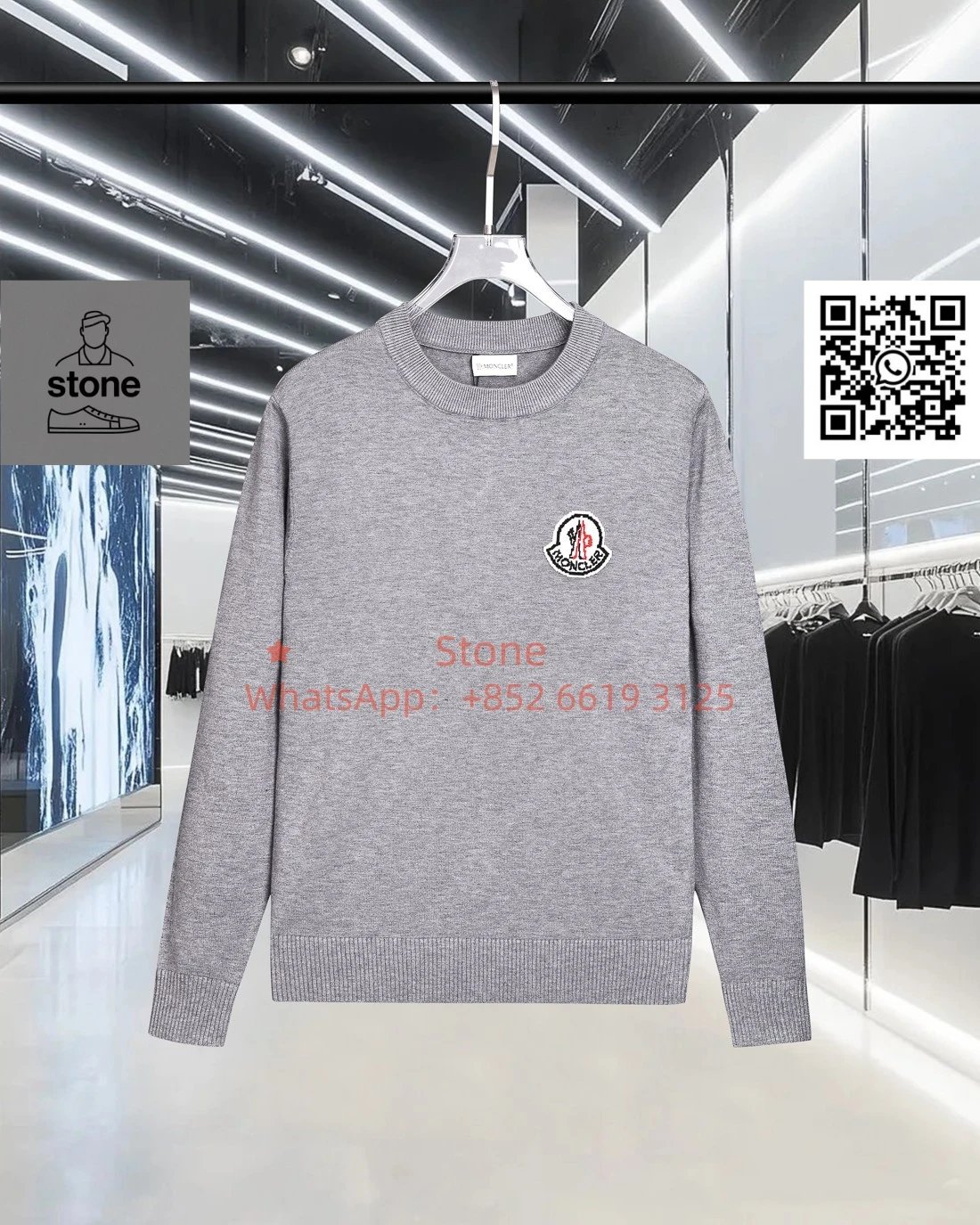 Moncler Knitwear Crewneck knit sweater with logo patch — 04