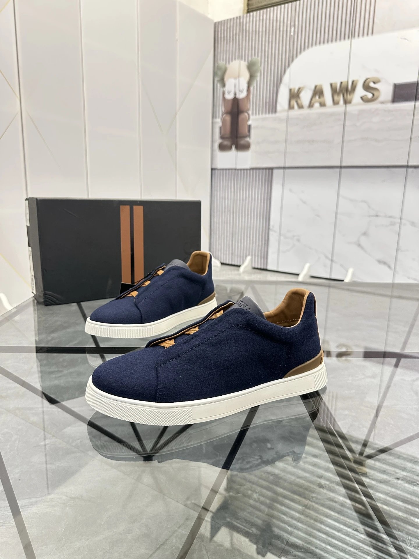 ZEGNA Sneakers Triple Stitch suede slip-on — 23