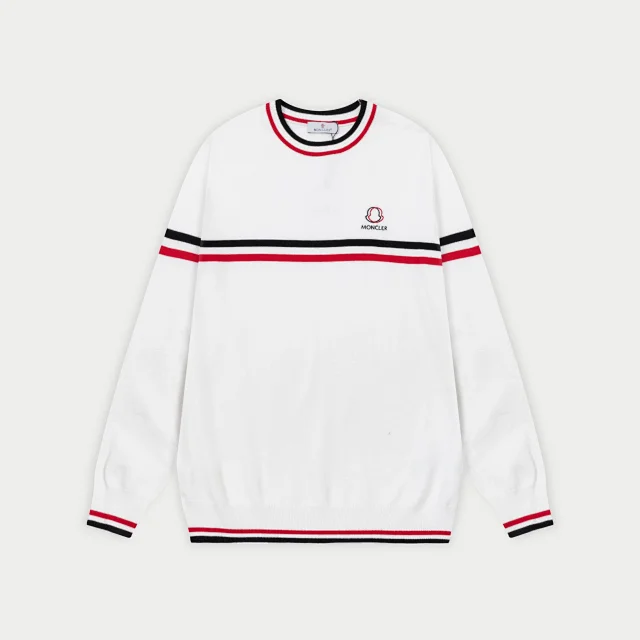 Moncler Knitwear Crewneck knit sweater with logo patch product detail image 9