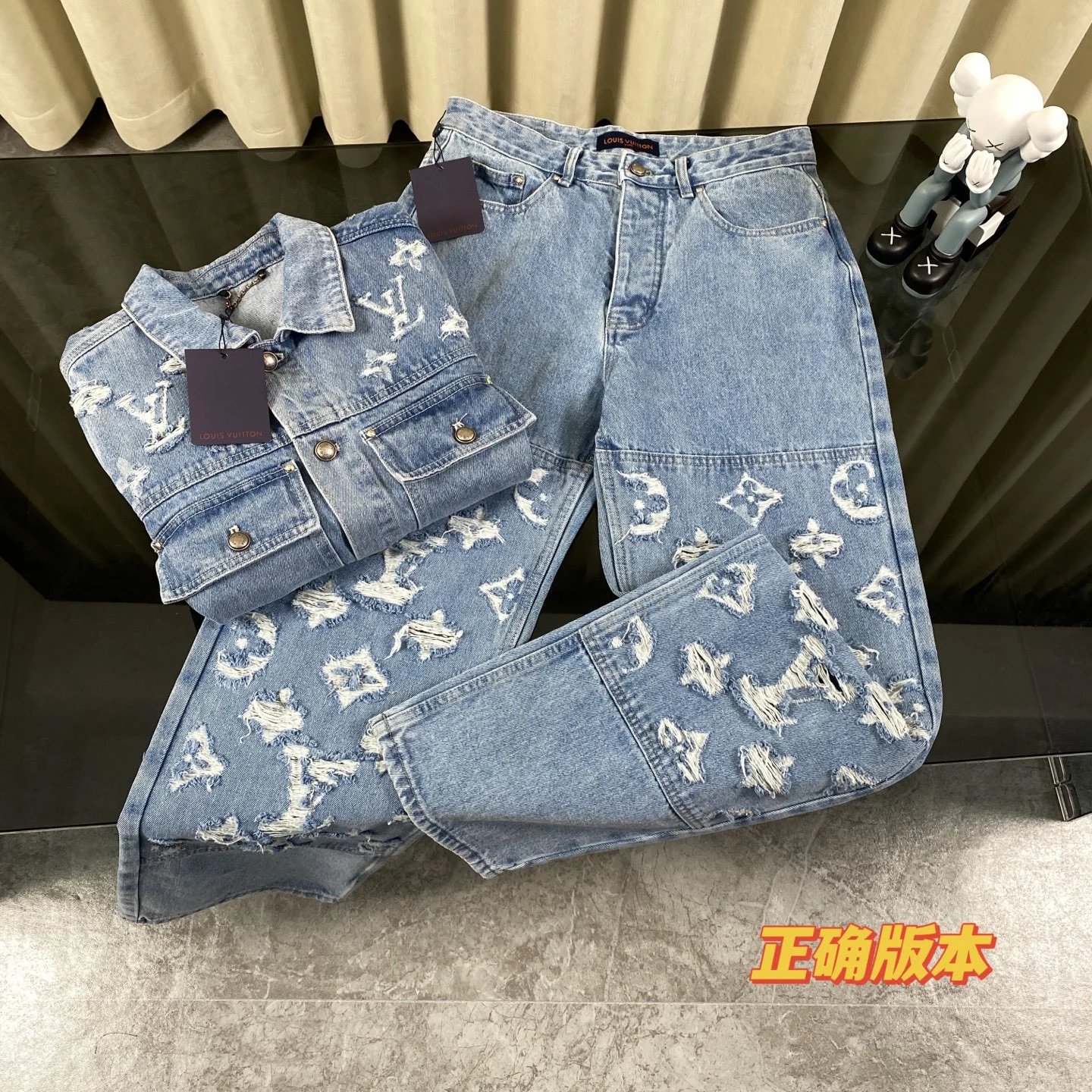 Louis Vuitton Matching Sets Checkerboard Denim Jacket and Jeans Set image 3