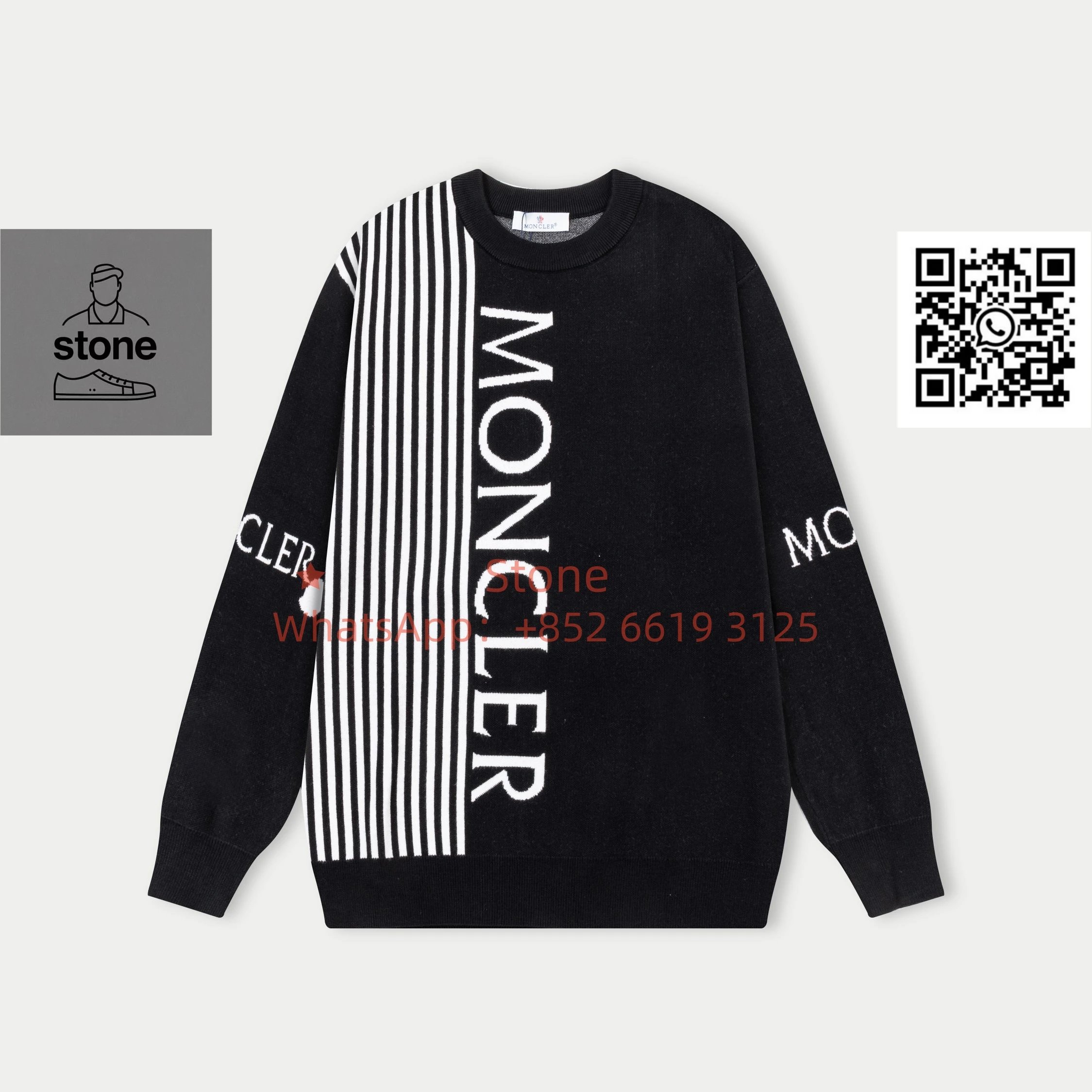 Moncler Knitwear Crewneck knit sweater with logo patch — 10