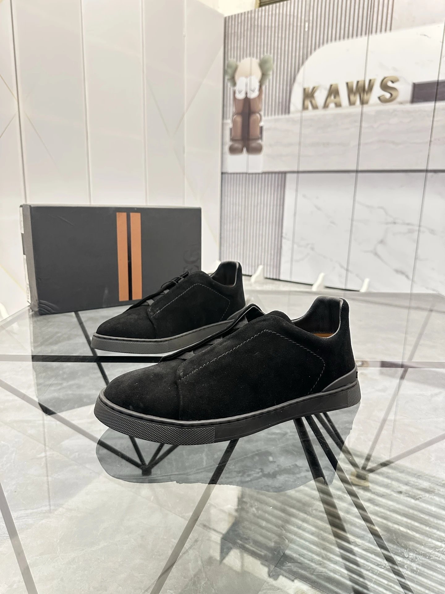 ZEGNA Sneakers Triple Stitch suede slip-on — 21