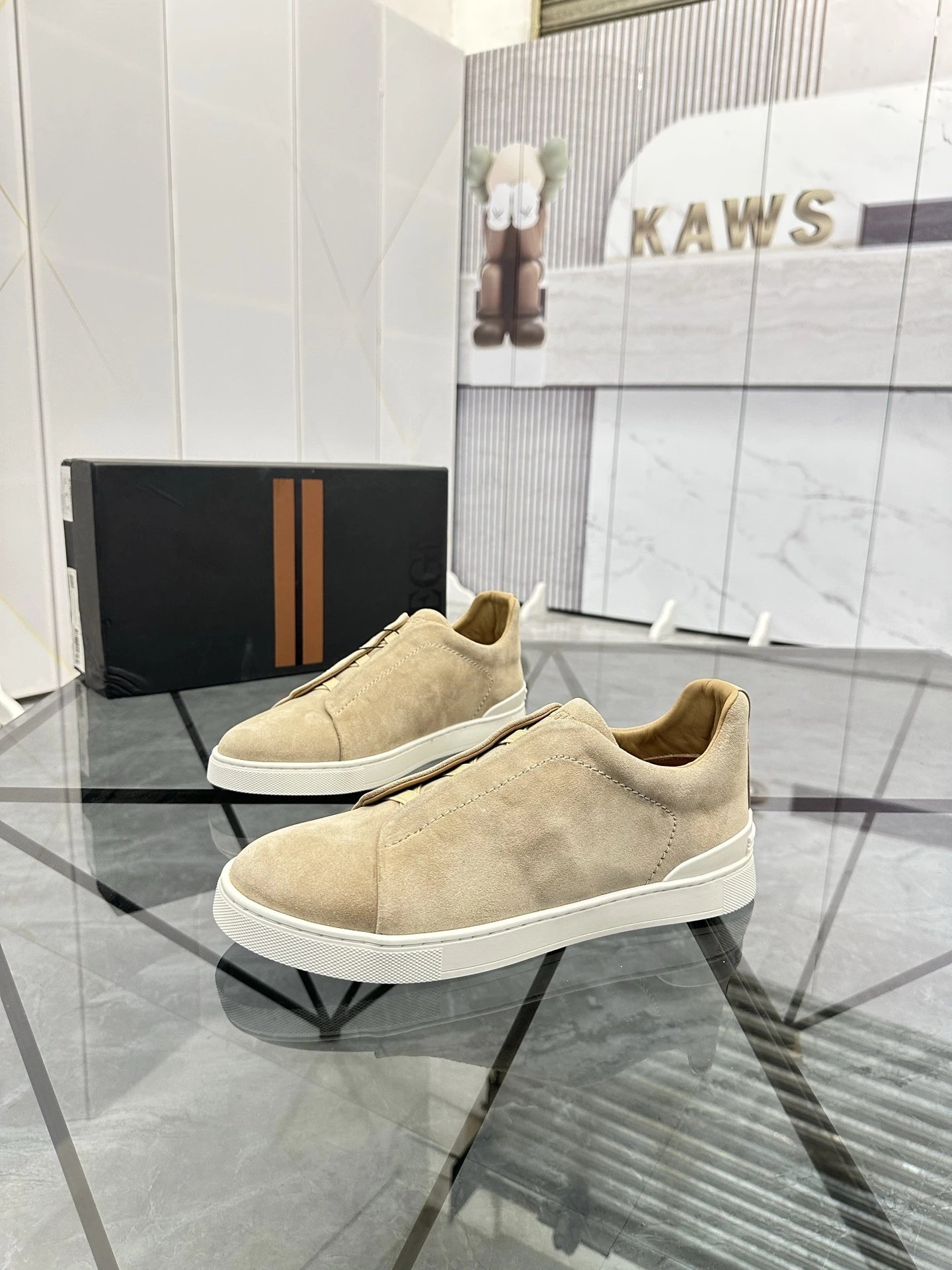 ZEGNA Sneakers Triple Stitch suede slip-on — 16