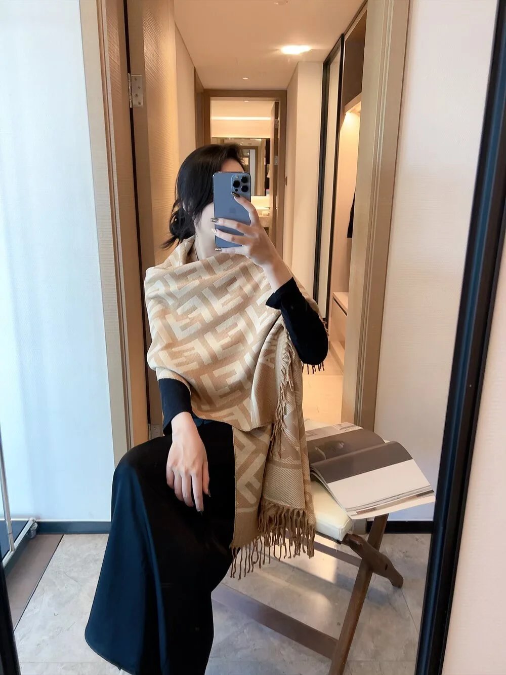 Louis Vuitton Scarves Monogram fringe scarf — 34