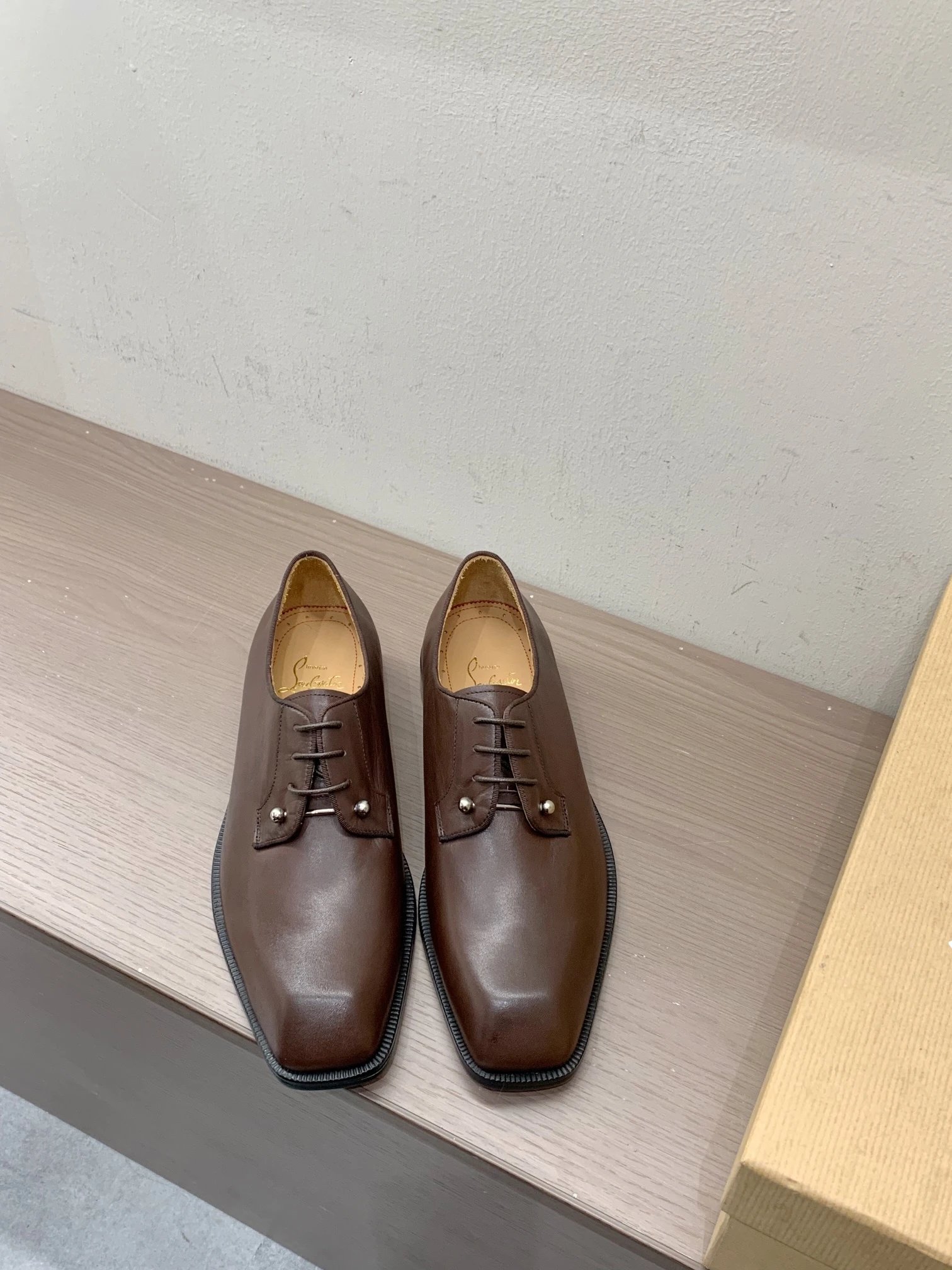 Christian Louboutin Leather Shoes C11 Square-Toe Dress — 02