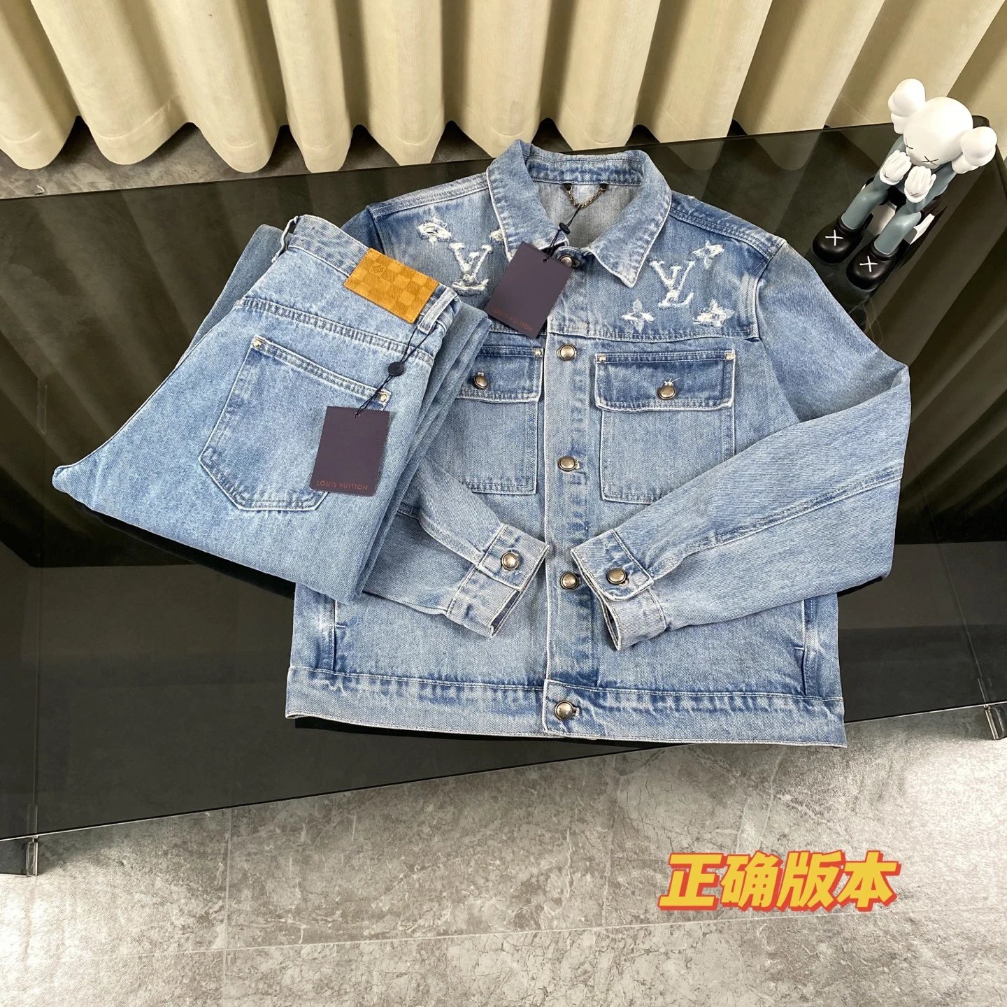 Louis Vuitton Matching Sets Checkerboard Denim Jacket and Jeans Set image 4