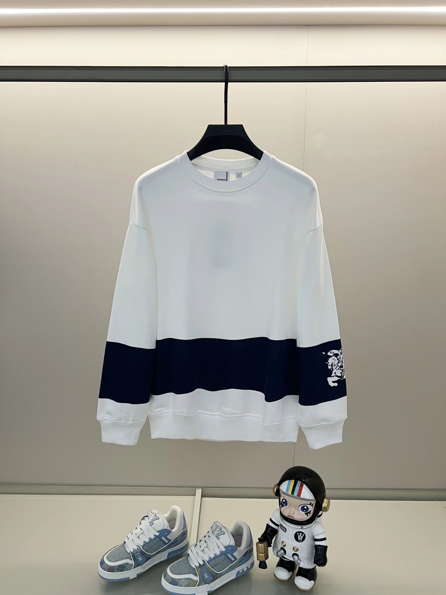 Burberry Hoodies & Sweatshirts Zip-Up Hoodie with Check-Lined Hood and Equestrian Knight Embroidery — 20