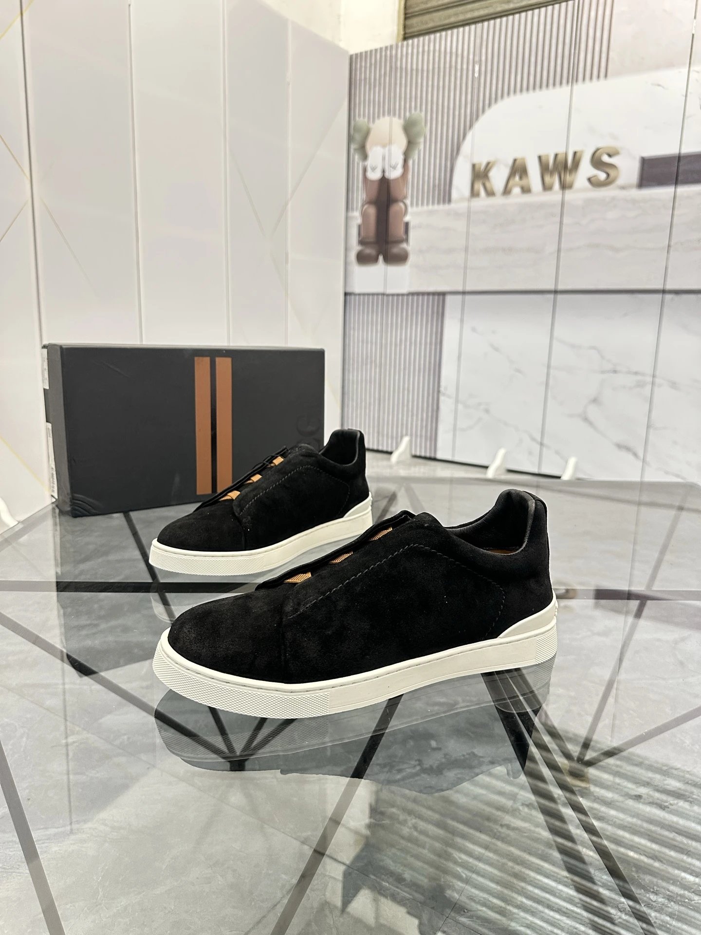 ZEGNA Sneakers Triple Stitch suede slip-on — 18