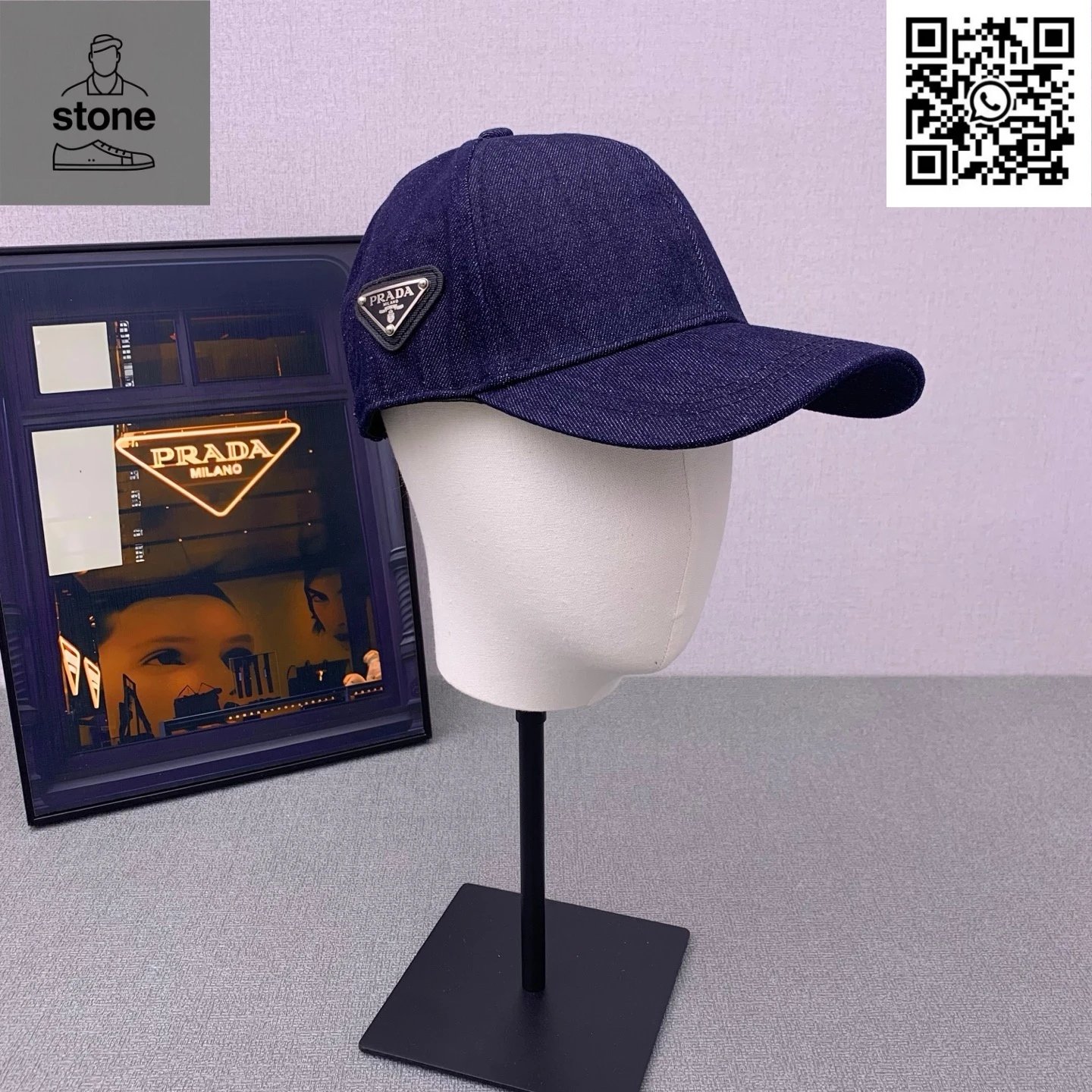 Prada Hats Nylon baseball cap with triangular logo plaque — 07