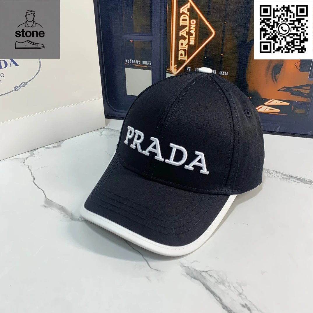 Prada Hats Nylon baseball cap with triangular logo plaque — 29