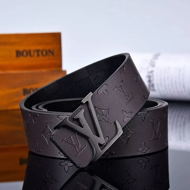 Louis Vuitton Belts LV Initials buckle belt with embossed Monogram pattern product detail image 3