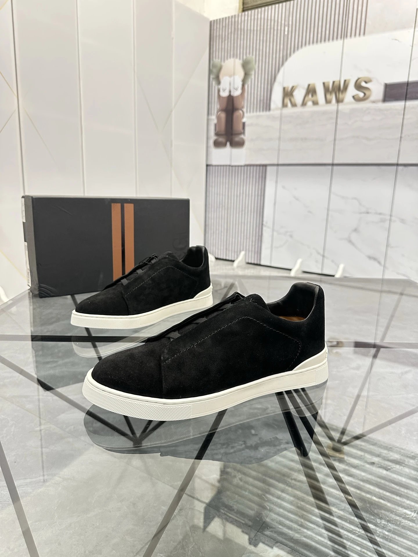 ZEGNA Sneakers Triple Stitch suede slip-on — 22