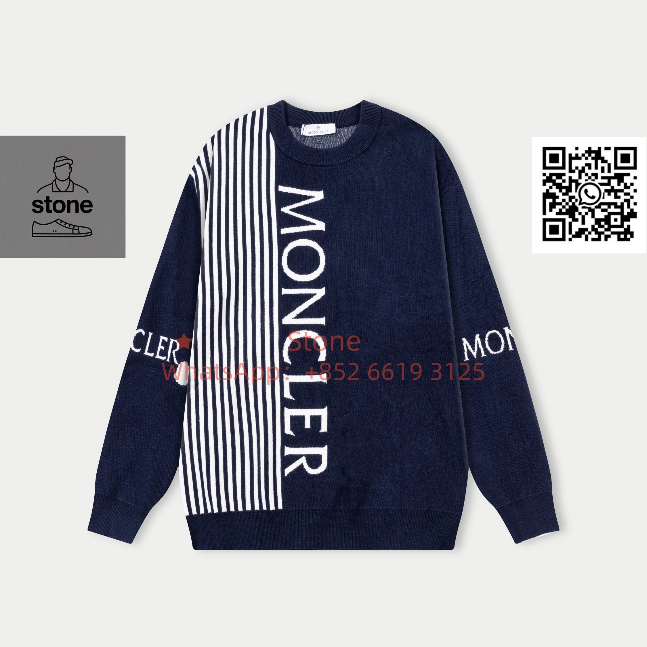 Moncler Knitwear Crewneck knit sweater with logo patch — 11
