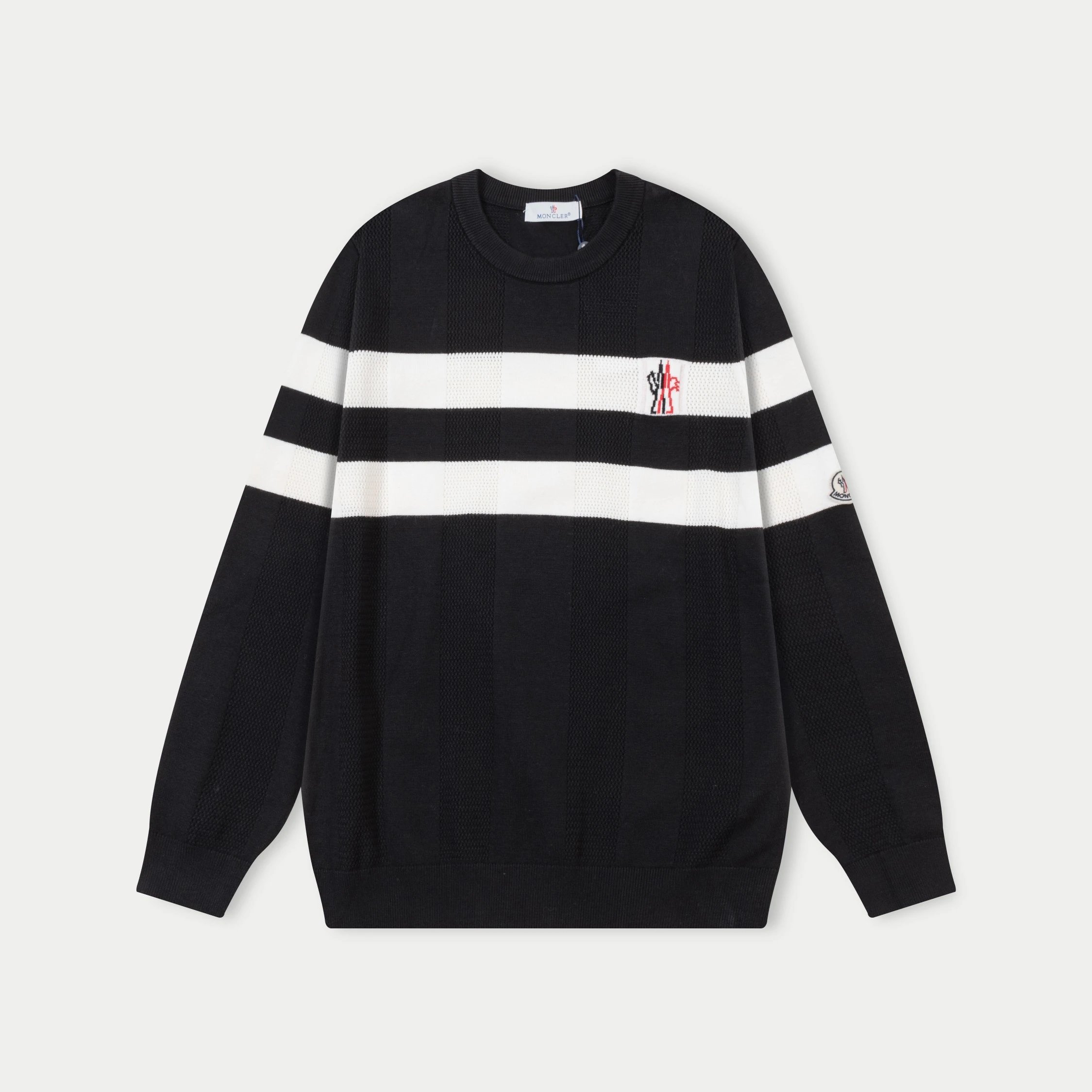 Moncler Knitwear Crewneck knit sweater with logo patch image 8