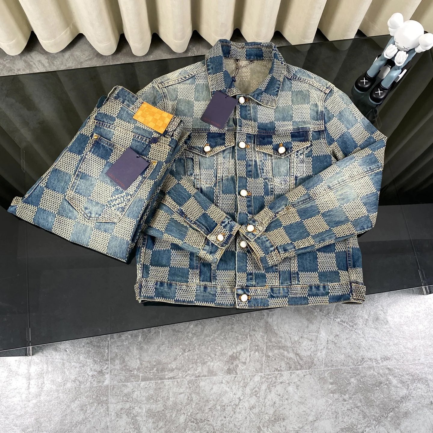 Louis Vuitton Matching Sets Checkerboard Denim Jacket and Jeans Set image 2
