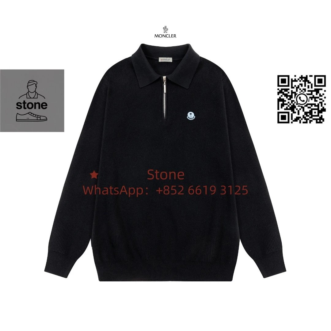 Moncler Knitwear Crewneck knit sweater with logo patch — 24
