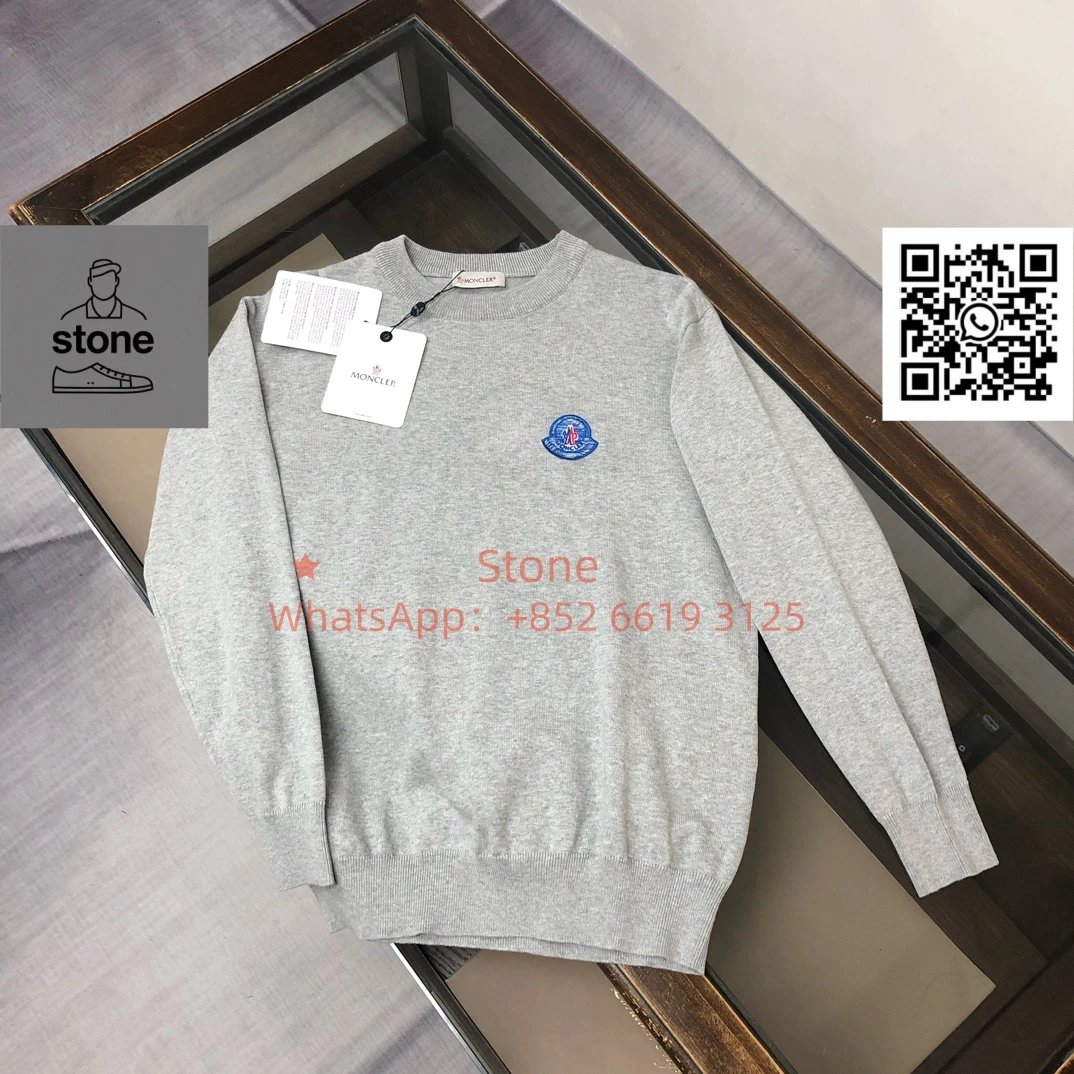 Moncler Knitwear Crewneck knit sweater with logo patch — 34