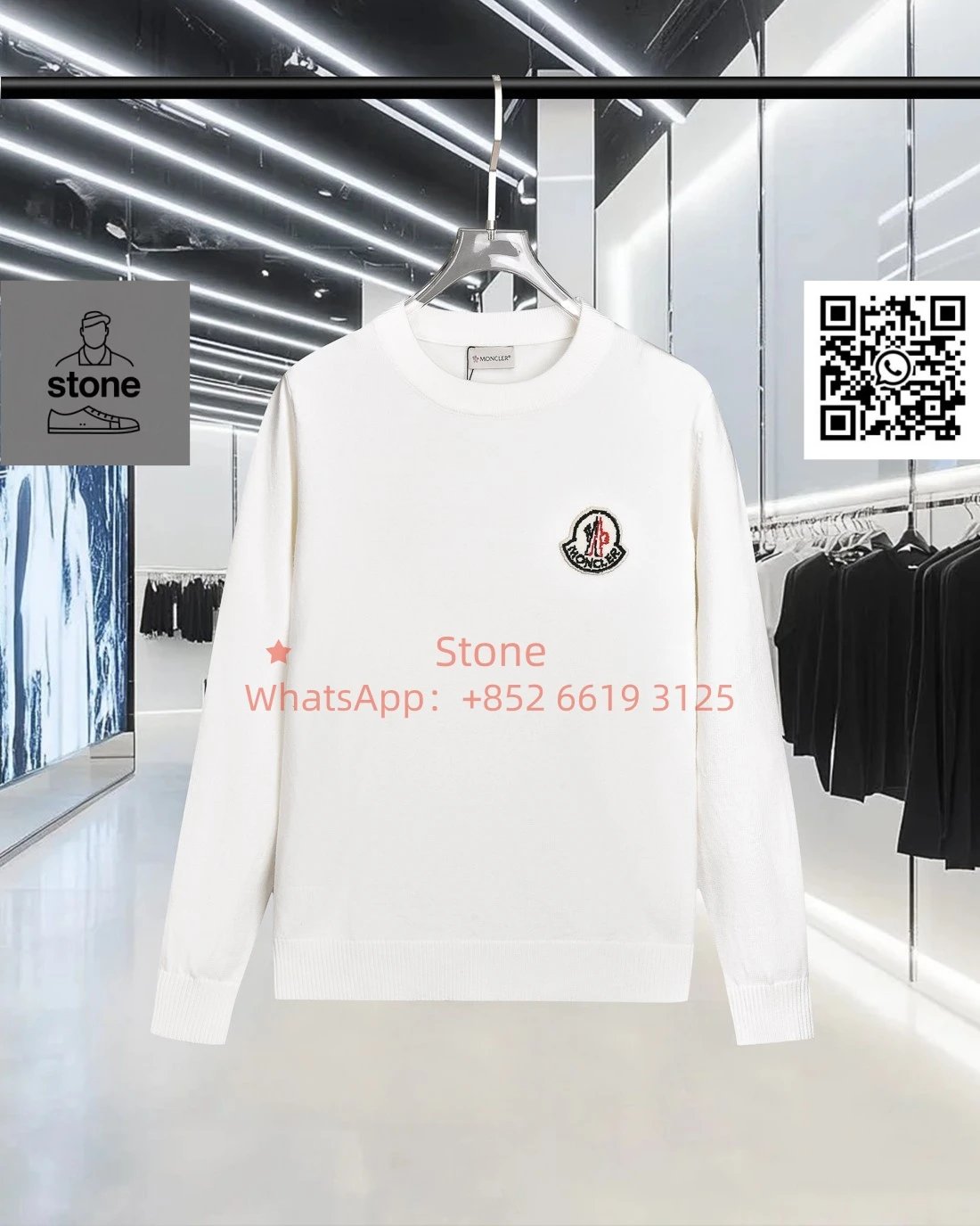 Moncler Knitwear Crewneck knit sweater with logo patch — 06