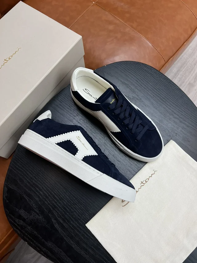 Santoni Lace-Up Star-Panel Sneakers and Leather Slip-On product detail image 11