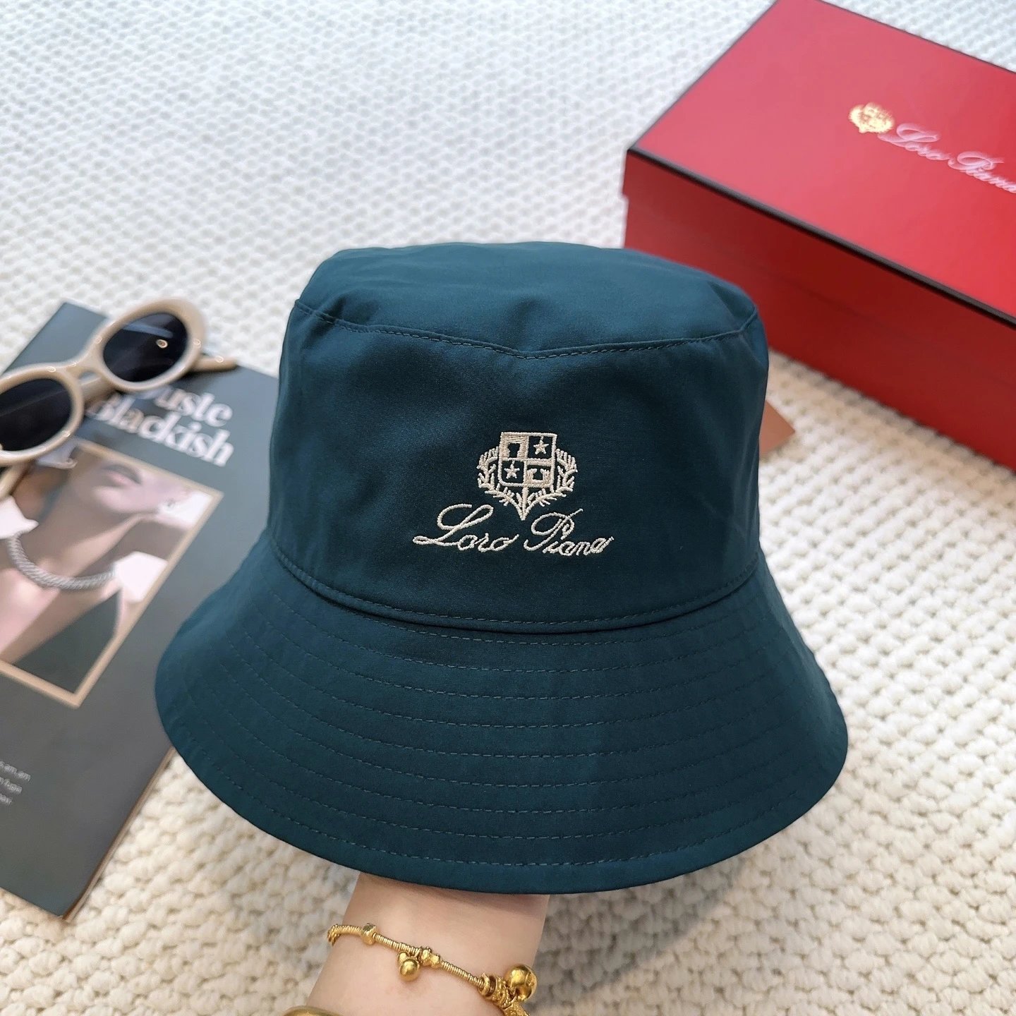 Loro Piana Hats Embroidered Crest Baseball Cap with Contrast Piping — 34