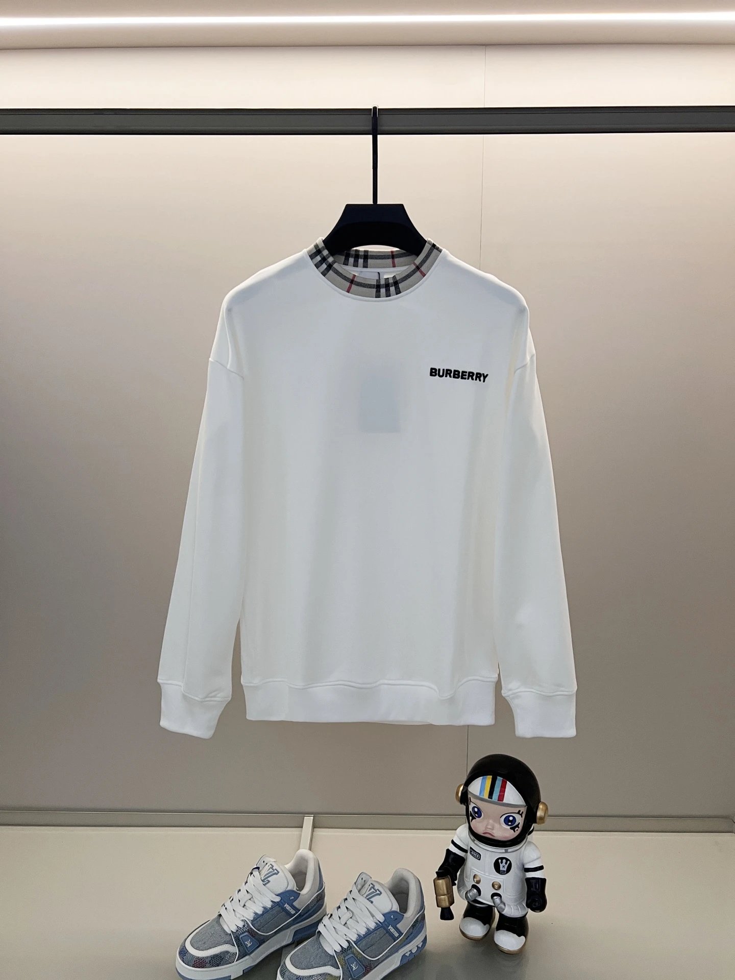 Burberry Hoodies & Sweatshirts Zip-Up Hoodie with Check-Lined Hood and Equestrian Knight Embroidery — 17