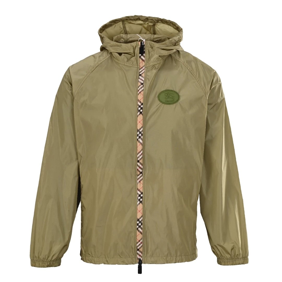 Burberry Jackets Hooded check windbreaker jacket with embroidered Equestrian Knight Design — 18