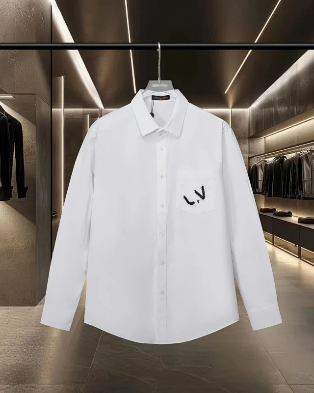 Louis Vuitton Shirts Long-Sleeve Button-Up with Embroidered and Monogram Designs product detail image 7