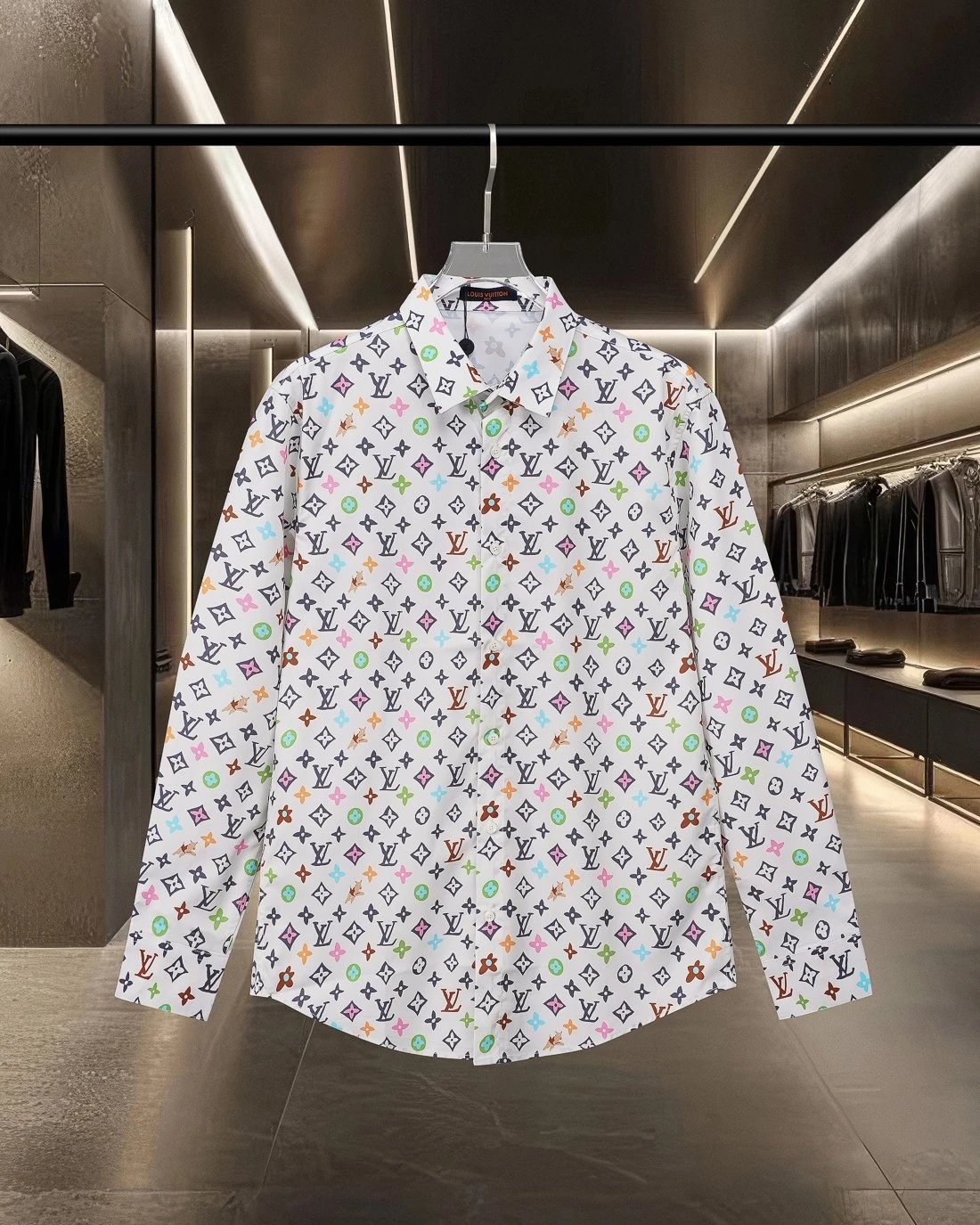 Louis Vuitton Shirts Long-Sleeve Button-Up with Embroidered and Monogram Designs — 12