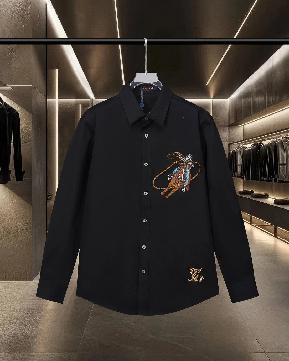Louis Vuitton Shirts Long-Sleeve Button-Up with Embroidered and Monogram Designs image 11