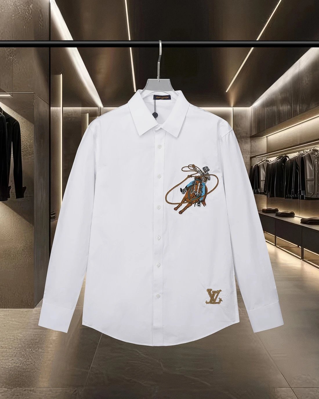 Louis Vuitton Shirts Long-Sleeve Button-Up with Embroidered and Monogram Designs image 6