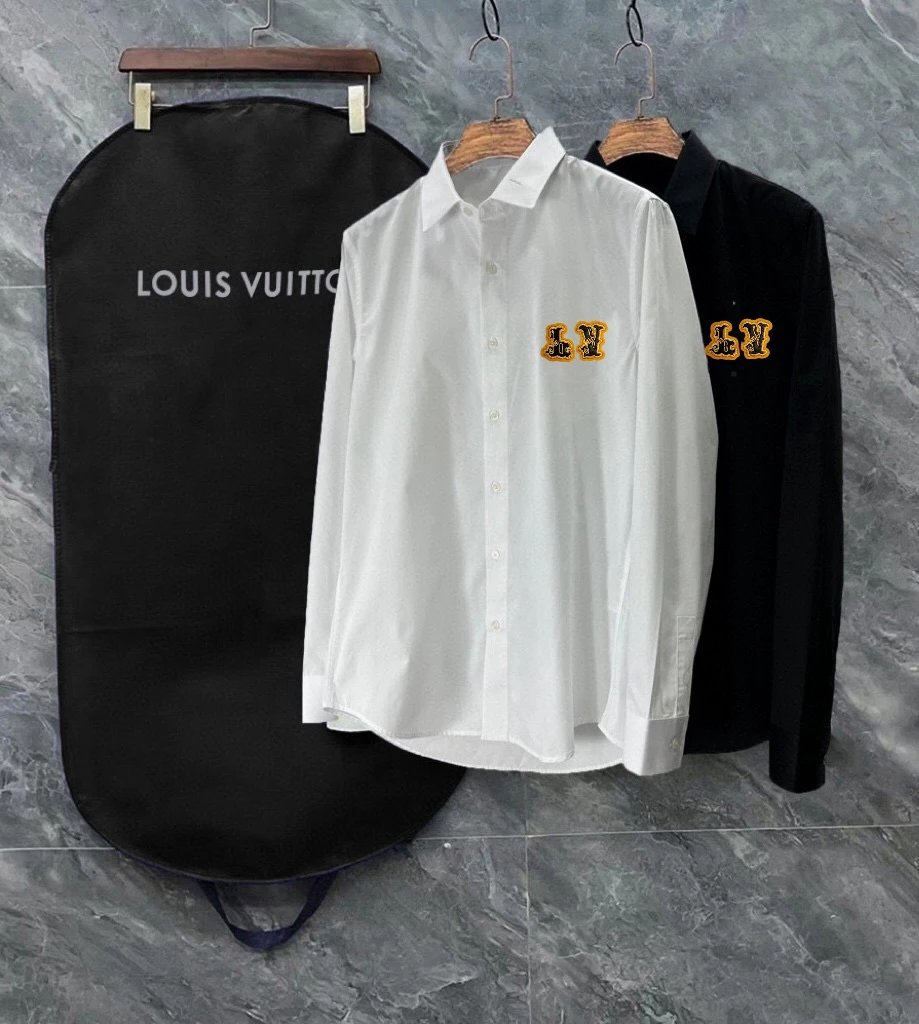 Louis Vuitton Shirts Long-Sleeve Button-Up with Embroidered and Monogram Designs — 28