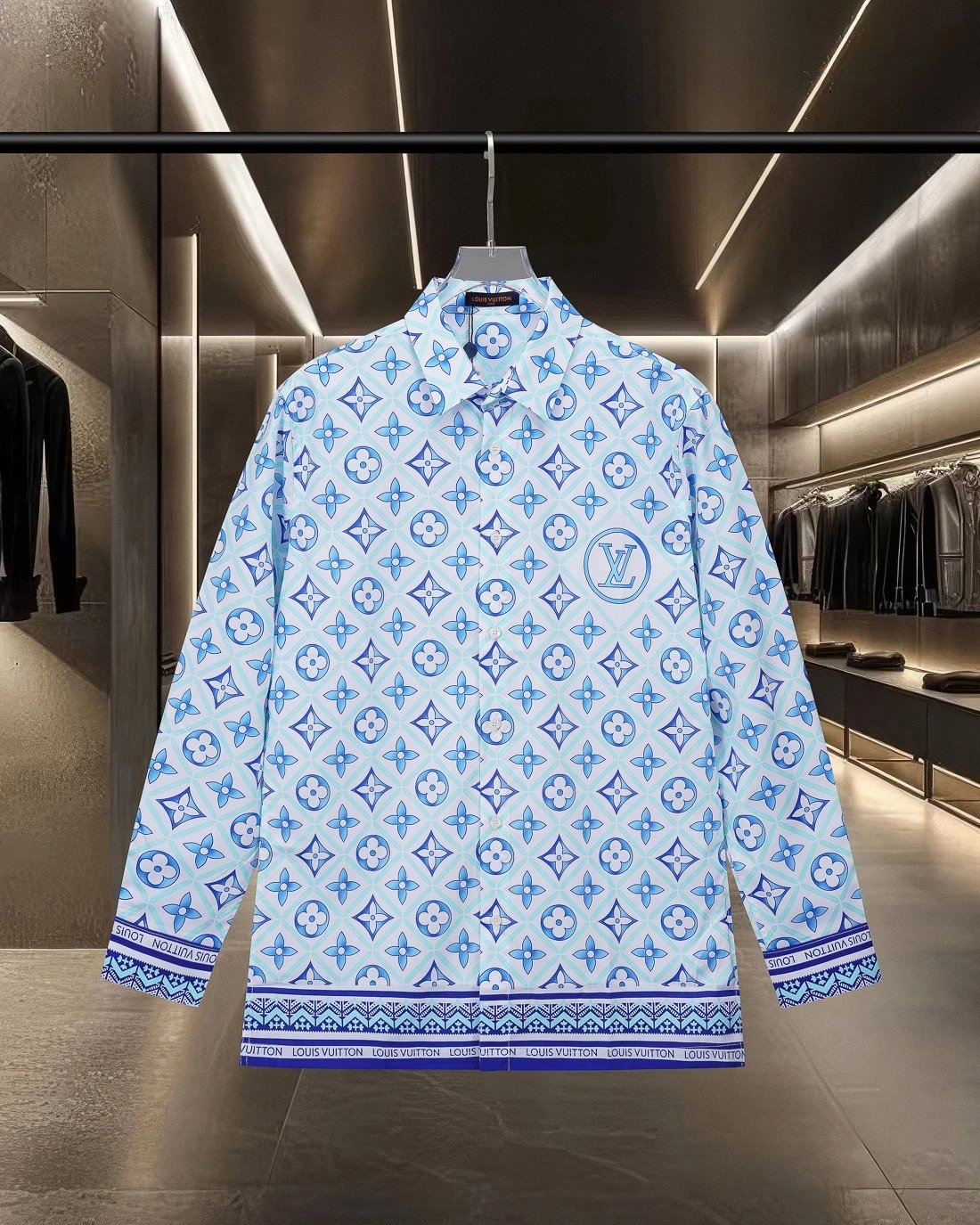 Louis Vuitton Shirts Long-Sleeve Button-Up with Embroidered and Monogram Designs — 10