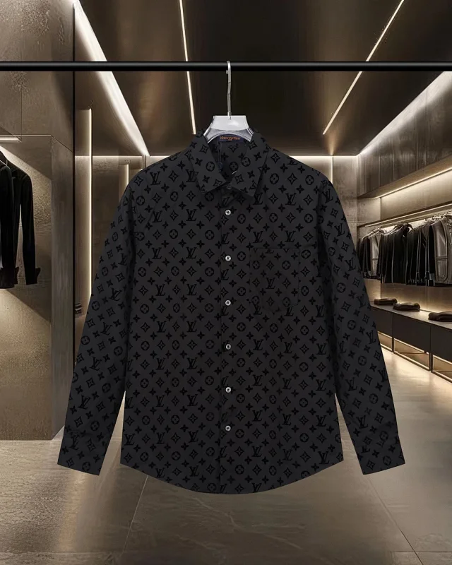 Louis Vuitton Shirts Long-Sleeve Button-Up with Embroidered and Monogram Designs product detail image 8