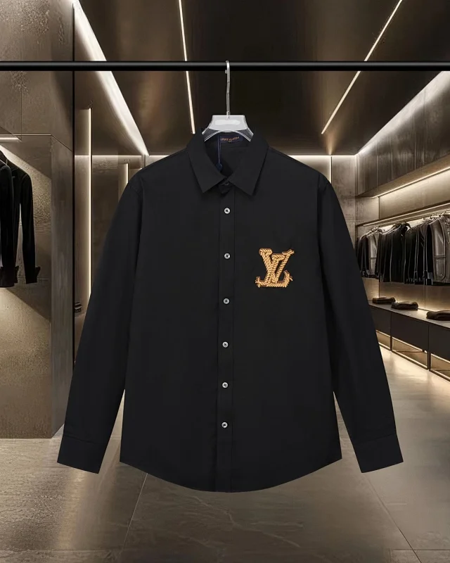 Louis Vuitton Shirts Long-Sleeve Button-Up with Embroidered and Monogram Designs product detail image 9