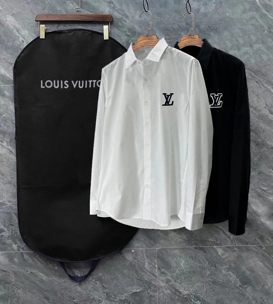 Louis Vuitton Shirts Long-Sleeve Button-Up with Embroidered and Monogram Designs — 29