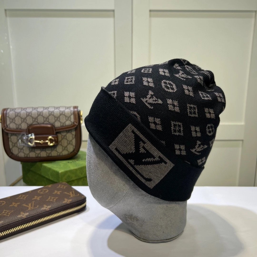 Gucci Hats GG Monogram Striped Cuff Knit Beanie — 10