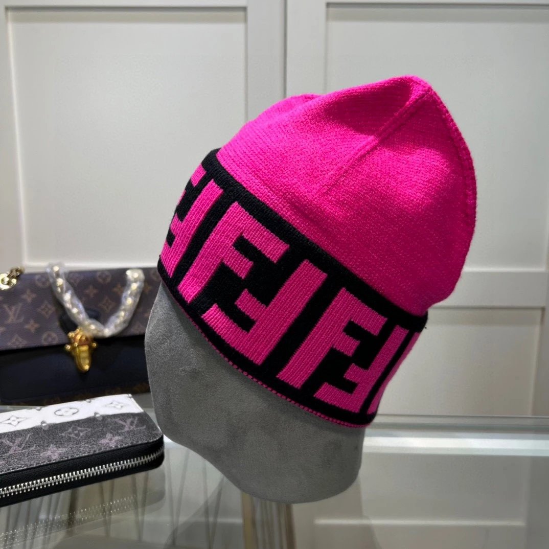 Gucci Hats GG Monogram Striped Cuff Knit Beanie — 33