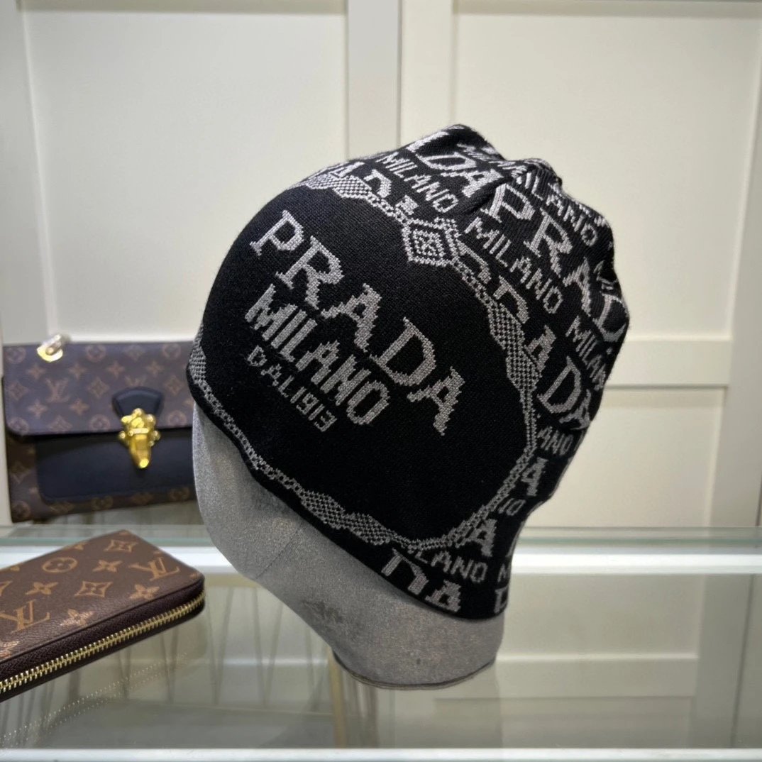 Gucci Hats GG Monogram Striped Cuff Knit Beanie — 40