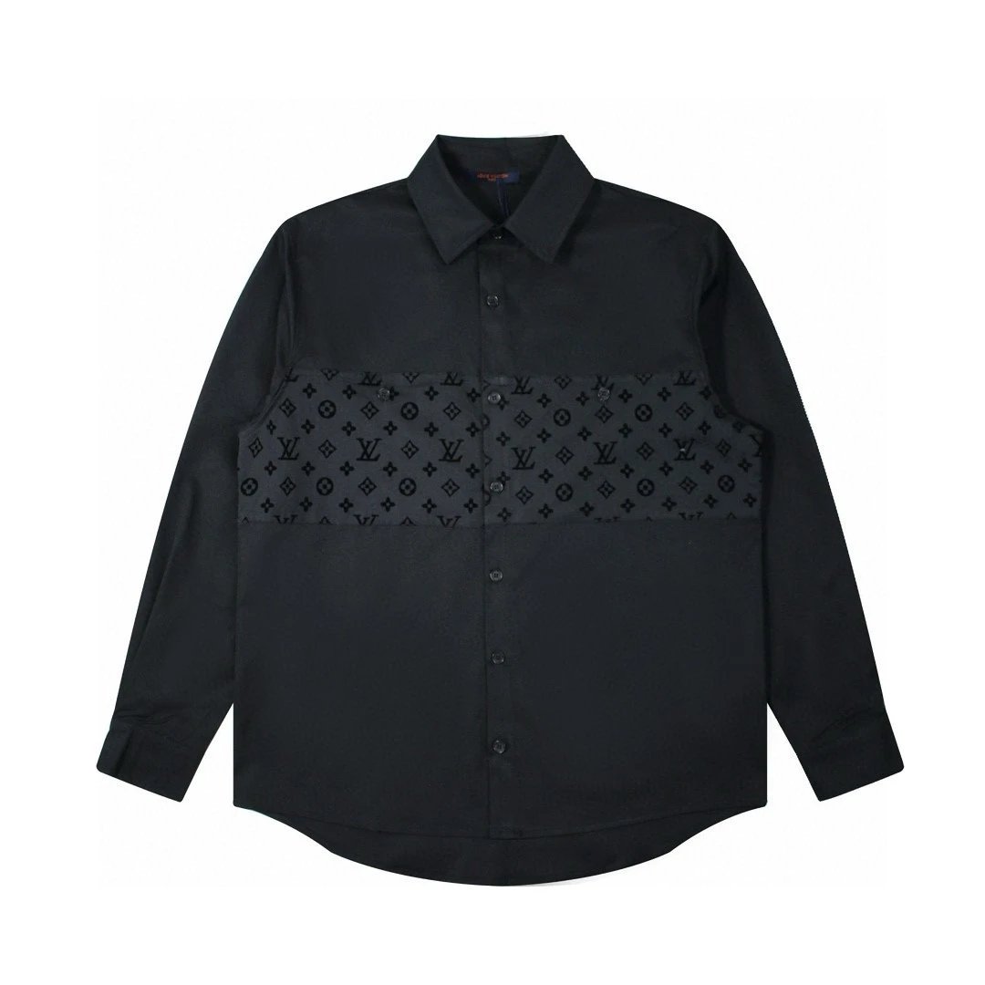Louis Vuitton Shirts Long-Sleeve Button-Up with Embroidered and Monogram Designs — 15(S-XL)