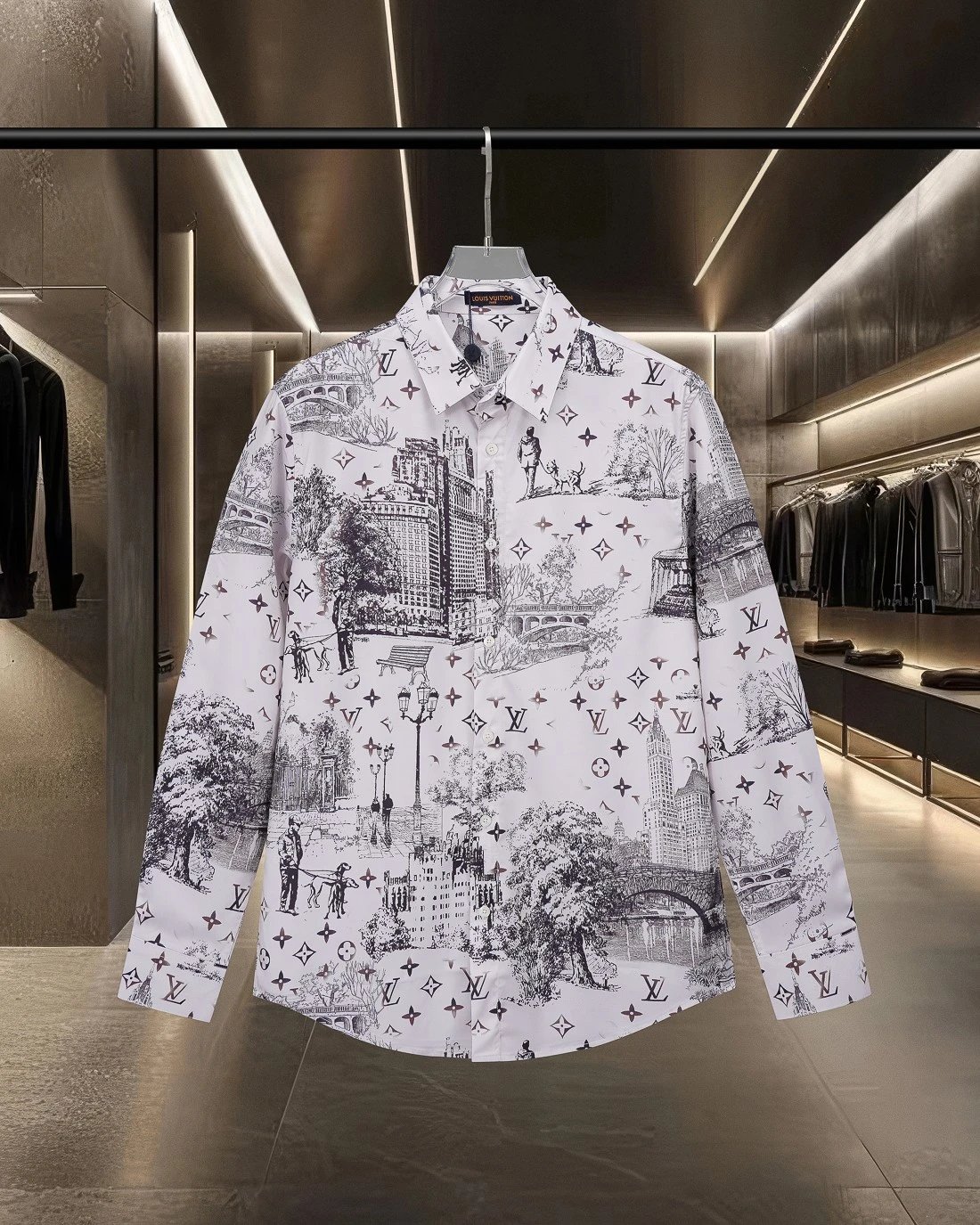 Louis Vuitton Shirts Long-Sleeve Button-Up with Embroidered and Monogram Designs — 07