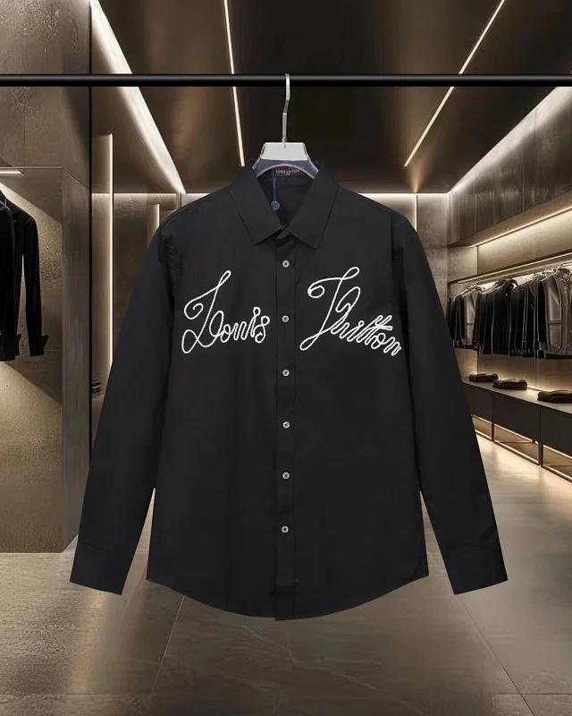 Louis Vuitton Shirts Long-Sleeve Button-Up with Embroidered and Monogram Designs product detail image 1