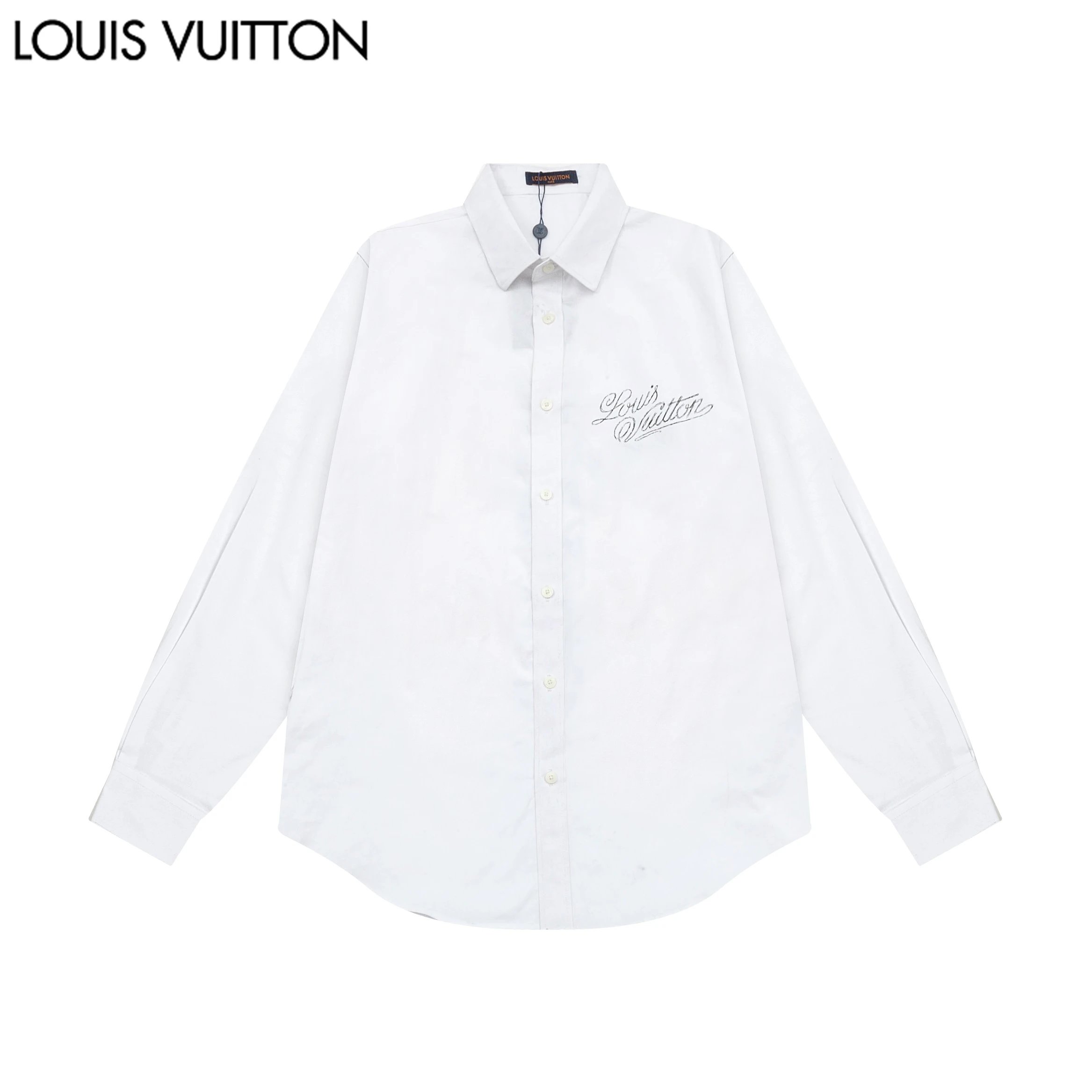 Louis Vuitton Shirts Long-Sleeve Button-Up with Embroidered and Monogram Designs — 17