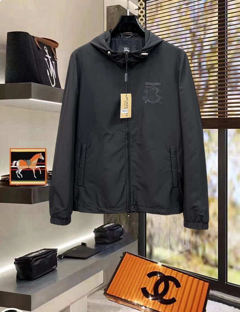 Burberry Jackets Hooded check windbreaker jacket with embroidered Equestrian Knight Design — 04