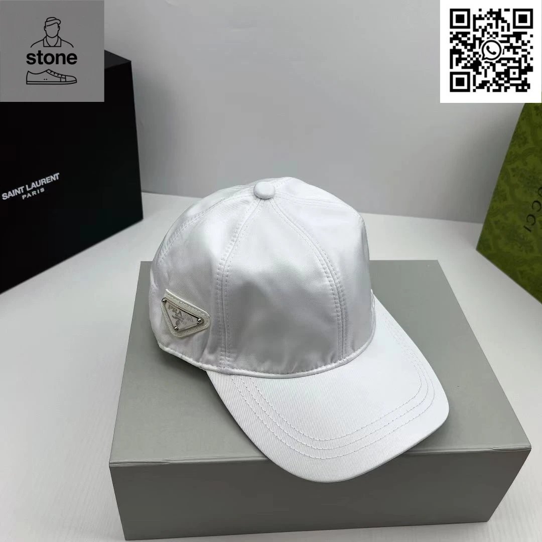 Prada Hats Nylon baseball cap with triangular logo plaque — 02